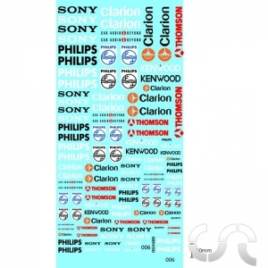 Planche décalque: SONY PHILIPS CLARION...